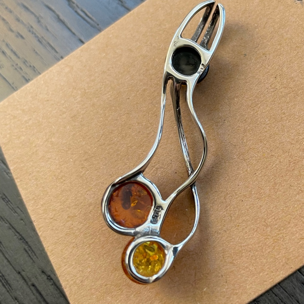 Amber Wave Sterling Silver Pendant - Picture 12 of 14